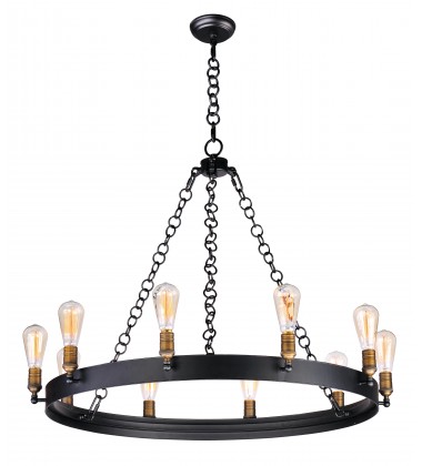  Noble 10-Light Chandelier w/Bulbs-(26275BKNAB/BUL)-Maxim
