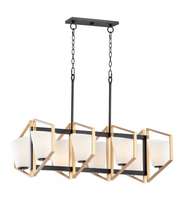  Oblique 8-Light Linear Pendant-(26358SWGLDBK)-Maxim