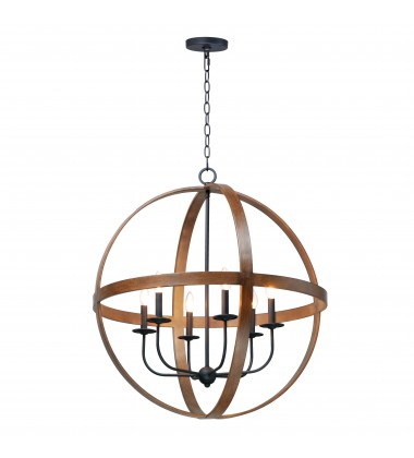  Compass 6-Light Pendant-(27576APBK)-Maxim