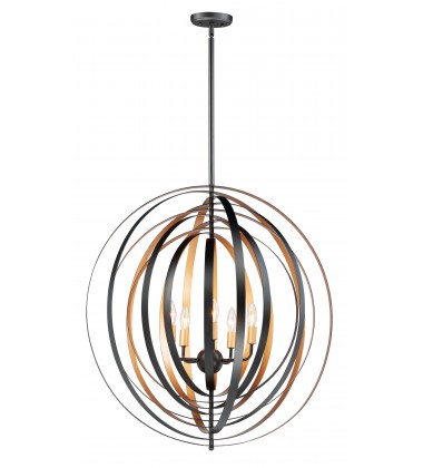  Radial 5-Light Pendant-(28675BKGLD)-Maxim