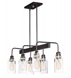  Magnolia 6-Light Linear Pendant-(30177CLBZGLD)-Maxim