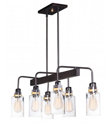  Magnolia 6-Light Linear Pendant-(30177CLBZGLD)-Maxim