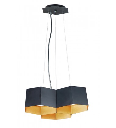 Honeycomb 3-Light LED Chandelier-(30334BKGLD)-Maxim Honeycomb 3-Light LED Chandelier-(30334BKGLD)-Maxim