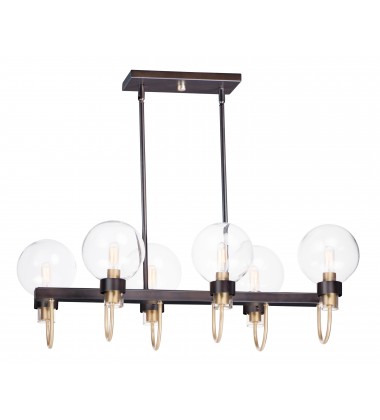 Bauhaus 6-Light Linear Chandelier-(30519CLBZSBR)-Maxim Bauhaus 6-Light Linear Chandelier-(30519CLBZSBR)-Maxim