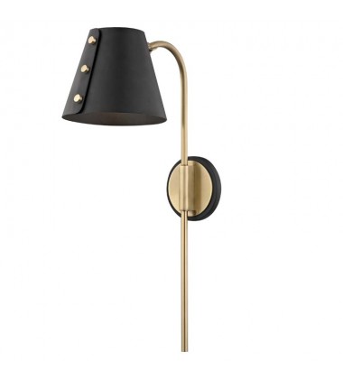  Meta 1 Light Wall Sconce With Plug (HL174201-AGB/BK) - Mitzi Lighting