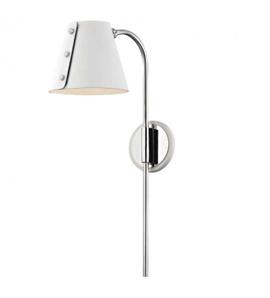  Meta 1 Light Wall Sconce With Plug (HL174201-PN/WH) - Mitzi Lighting