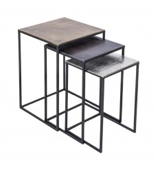  Threefold TA174  Top Big Brass Antique Middle Bronze Small Raw Nickel And Frame Matt Black  Accent table - Renwil