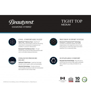 Serta Beautyrest Diamond Hybrid 3 Carat Tight Top Medium Twin Size (800016103-1010)