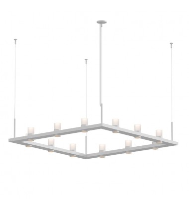  Intervals® 4' Square LED Pendant with Etched Cylinder Uplight Trim (20QWS04C)