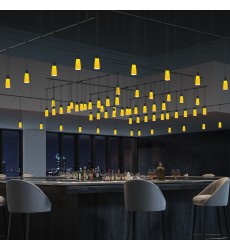  Expanded Grid with Amber Tapered Bell Luminaires- (SLS0166) -Sonneman