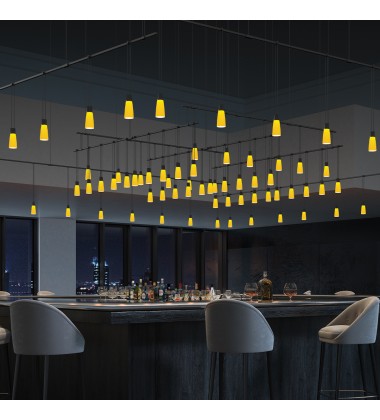  Expanded Grid with Amber Tapered Bell Luminaires- (SLS0166) -Sonneman