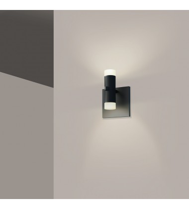 Standard Single Sconce with Bar-Mounted Duplex Cylinders w/Glass Drum Diffusers- (SLS0217) -Sonneman  Standard Single Sconce with Bar-Mounted Duplex Cylinders w/Glass Drum Diffusers- (SLS0217) -Sonneman