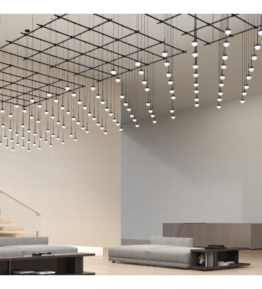  8' Square Gridscape w/ Monoline Domed Ball Pendants- (SLS1141) -Sonneman