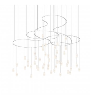  3-Tier Path Matrix w/ Height Adjustable Etched Through Cylinder Luminaires- (SLS4242-W) -Sonneman