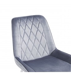  Grey Velvet Chair with Chrome Metal legs(WV-C0863GC)