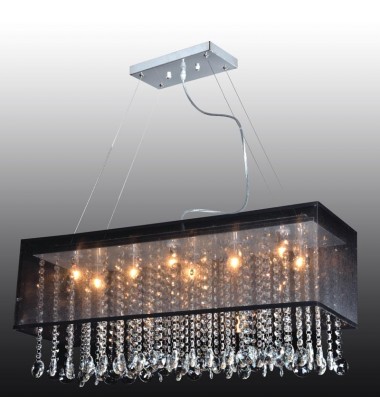 8 Light crystal chandelier (G9) 2 pin 40w 2/black or white organza shade (1152C8) 8 Light crystal chandelier (G9) 2 pin 40w 2/black or white organza shade (1152C8)