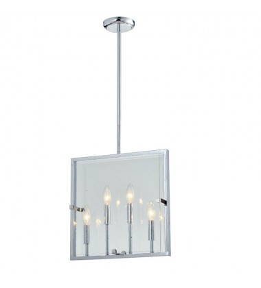 4 Light pendant chrome with glass plate (E12) (1161C4) 4 Light pendant chrome with glass plate (E12) (1161C4)
