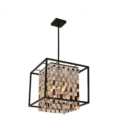  4 Light pendant stainless steel and crystal (E12) (1166C4)