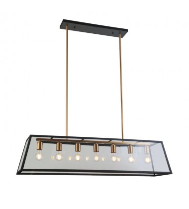 7 Light chandelier with glass shade satin gold accent (E26) (1171C7-SG) 7 Light chandelier with glass shade satin gold accent (E26) (1171C7-SG)