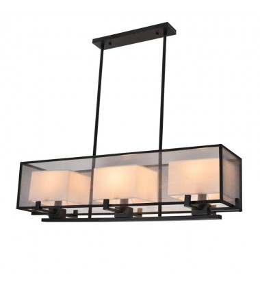  3 Light chandelier with double fabric shade/white inside black outside(E26) (1173C3)