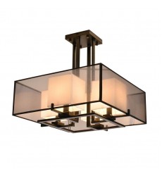 4 Light flush mount with double fabric shade/white inside black outside(E26) (1173FM4) 4 Light flush mount with double fabric shade/white inside black outside(E26) (1173FM4)