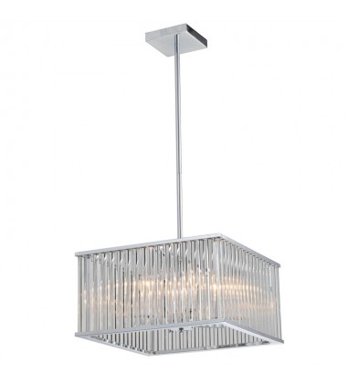 4 Light glass rod pendant chrome (E12) (1182C4) 4 Light glass rod pendant chrome (E12) (1182C4)