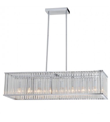 8 Light glass rod chandelier chrome (E12) (1184C8) 8 Light glass rod chandelier chrome (E12) (1184C8)