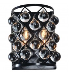  2 Light glass ball wall lamp black finish (E12) (1185WL2-GL)