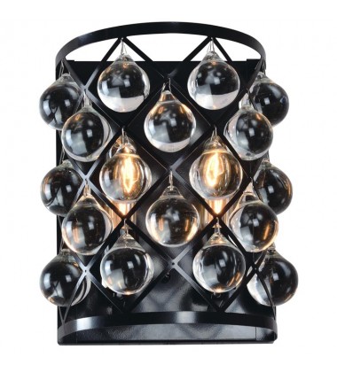 2 Light glass ball wall lamp black finish (E12) (1185WL2-GL) 2 Light glass ball wall lamp black finish (E12) (1185WL2-GL)