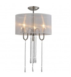  3 Light cyrstal flush mount with fabric shade (E12) (1219FM3)