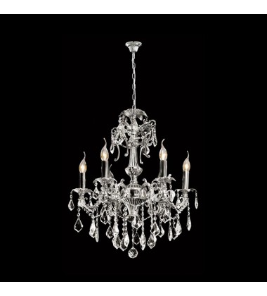 6 Light crystal chandelier Brush nickel (E12) (1236C6) 6 Light crystal chandelier Brush nickel (E12) (1236C6)