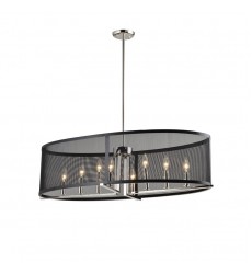 8 Light oval pendant with black wire mesh shade (E12) (1246C8) 8 Light oval pendant with black wire mesh shade (E12) (1246C8)