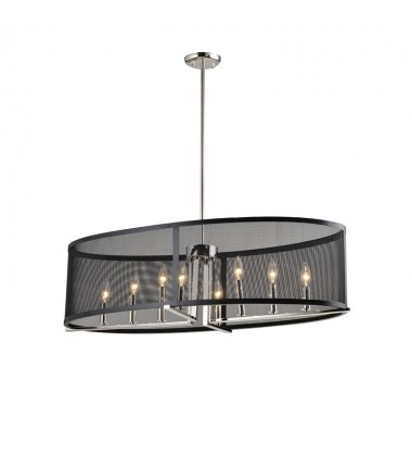  8 Light oval pendant with black wire mesh shade (E12) (1246C8)