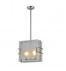  2 Light pendant with square glass plate satin nickel (E12) (1254C2)