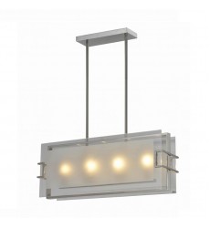 4 Light pendant with rectangular glass plate satin nickel (E12) (1254C4) 4 Light pendant with rectangular glass plate satin nickel (E12) (1254C4)
