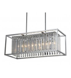  5 Light rect pendant glass silver (E12)  (1264C5)