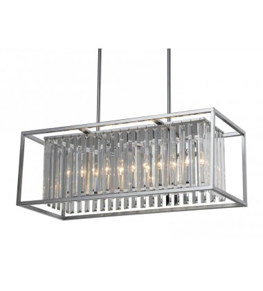  5 Light rect pendant glass silver (E12)  (1264C5)