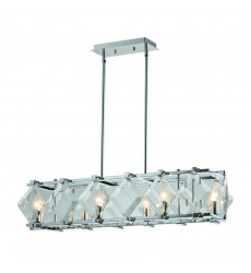 8 Light rect pendant glass chrome (E12) (1269C8-RT) 8 Light rect pendant glass chrome (E12) (1269C8-RT)