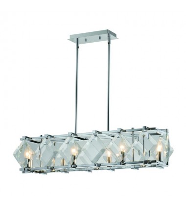 8 Light rect pendant glass chrome (E12) (1269C8-RT) 8 Light rect pendant glass chrome (E12) (1269C8-RT)