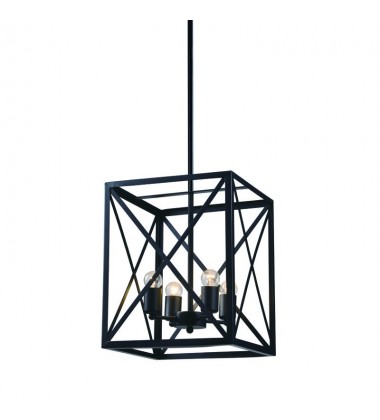  4 Light  rect pendant black (E26) (1271C4)