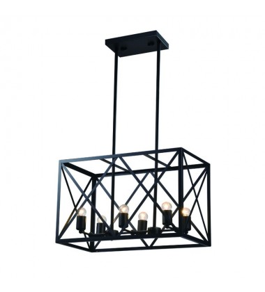 6 Light rect pendant black (E26) (1271C6) 6 Light rect pendant black (E26) (1271C6)