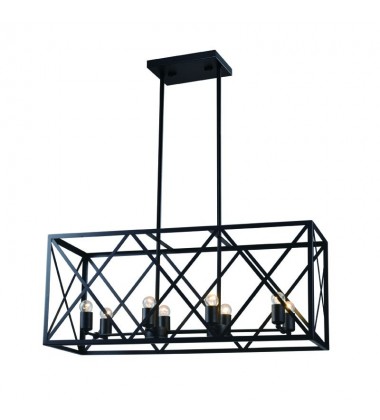 8 Light rect pendant black (E26) (1271C8) 8 Light rect pendant black (E26) (1271C8)