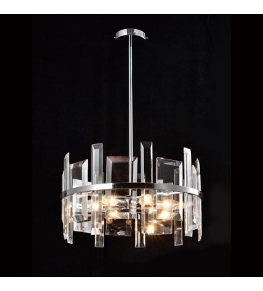 6 Light pendant glass chrome (E12) (1276C6) 6 Light pendant glass chrome (E12) (1276C6)