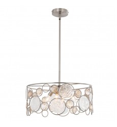 4 Light pendant brush nickel/ clear and amber glass (E12) (1279C4) 4 Light pendant brush nickel/ clear and amber glass (E12) (1279C4)