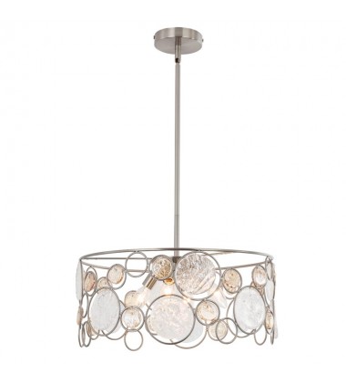  4 Light pendant brush nickel/ clear and amber glass (E12) (1279C4)