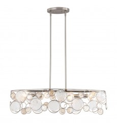 4 Light oval pendant brush nickel/ clear and amber glass (E12) (1280C4) 4 Light oval pendant brush nickel/ clear and amber glass (E12) (1280C4)