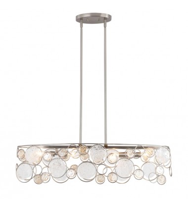 4 Light oval pendant brush nickel/ clear and amber glass (E12) (1280C4) 4 Light oval pendant brush nickel/ clear and amber glass (E12) (1280C4)