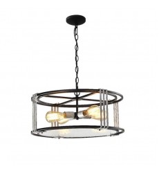 4 Light round pendant w/glass matt black (E26) (1285C4) 4 Light round pendant w/glass matt black (E26) (1285C4)