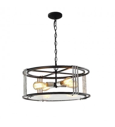  4 Light round pendant w/glass matt black (E26) (1285C4)