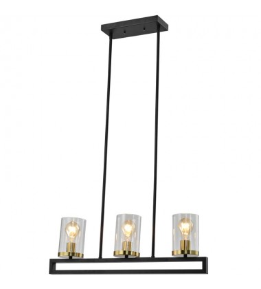  3 Light pendant w/glass shade matt black (E26) (1287C3)
